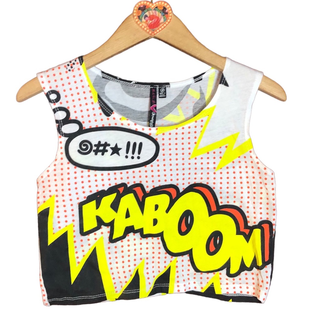Comic book crop tank *Kaboom* @#* S